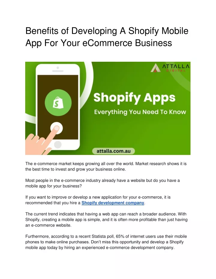 benefits of developing a shopify mobile