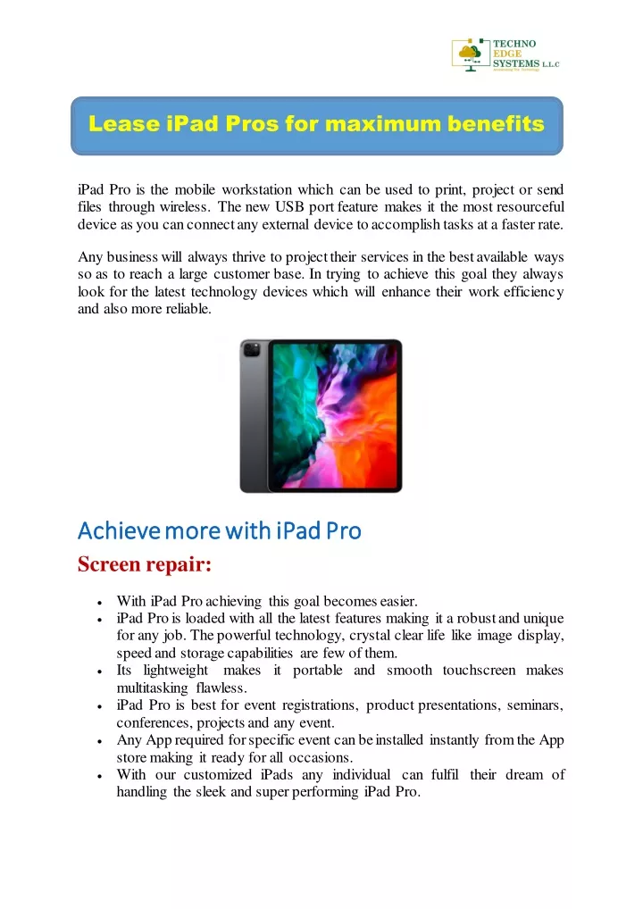 lease ipad pros for maximum benefits