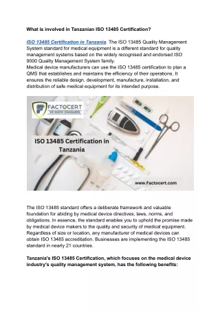 iso 13485 certification in tanzania (pdf)