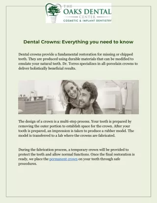 Dental Crowns Everything you need to know