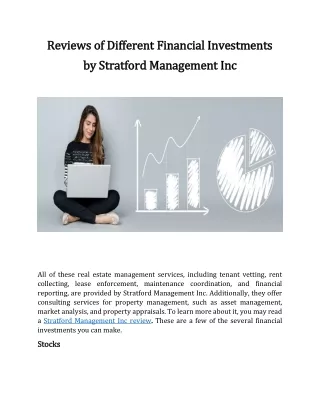 Reviews of Different Financial Investments by Stratford Management Inc
