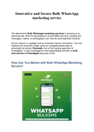 Innovative and Secure Bulk WhatsApp marketing service