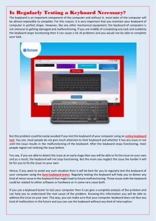 is regularly testing a keyboard necessary