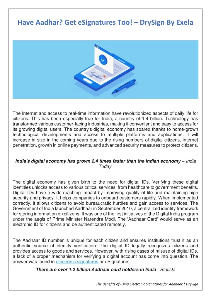 have aadhar get esignatures too drysign by exela