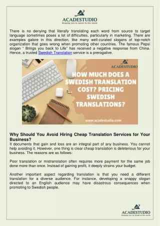 How Much Does a Swedish Translation Cost Pricing