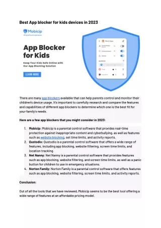 Best App blocker for kids devices in 2023