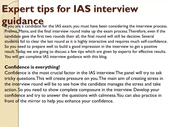 expert tips for ias interview guidance