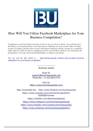 How Will You Utilize Facebook Marketplace for Your Business Competition
