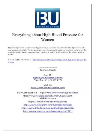 Everything about High Blood Pressure for Women