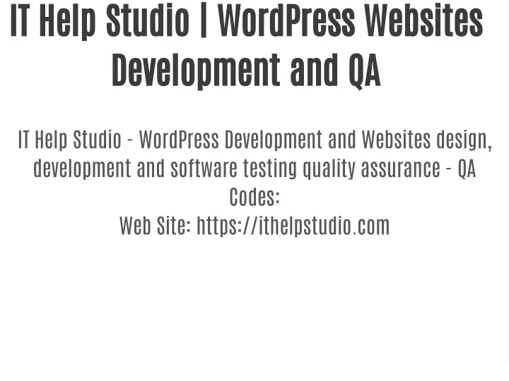 it help studio wordpress websites development