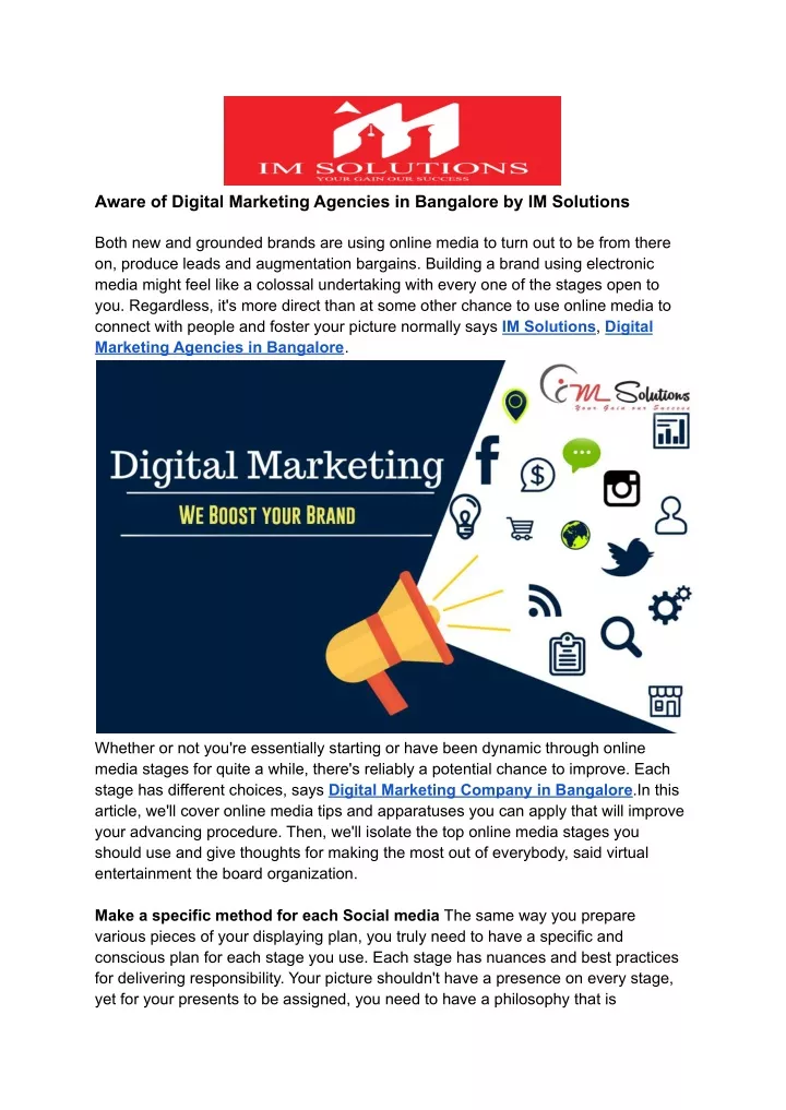 aware of digital marketing agencies in bangalore