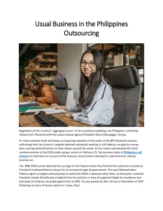 Usual Business in the Philippines Outsourcing