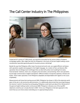 The Call Center Industry In The Philippines