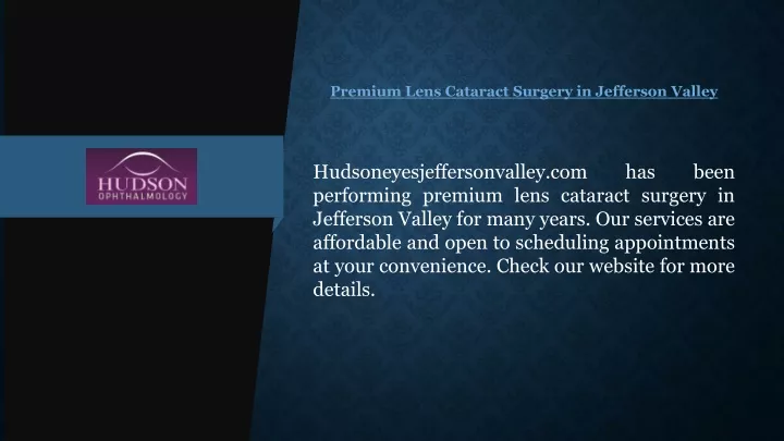 premium lens cataract surgery in jefferson valley