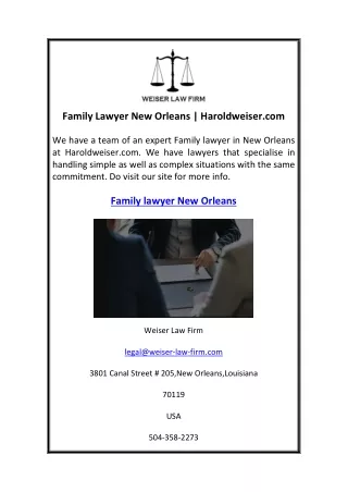 Family Lawyer New Orleans Haroldweiser.com