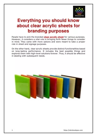 Everything you should know about clear acrylic sheets for branding purposes