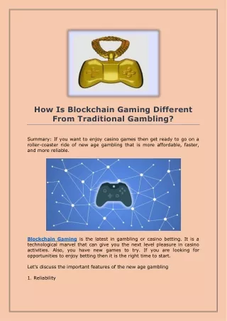 How Is Blockchain Gaming Different From Traditional Gambling