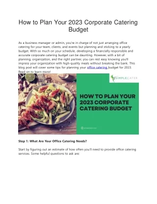 How to Plan Your 2023 Corporate Catering Budget