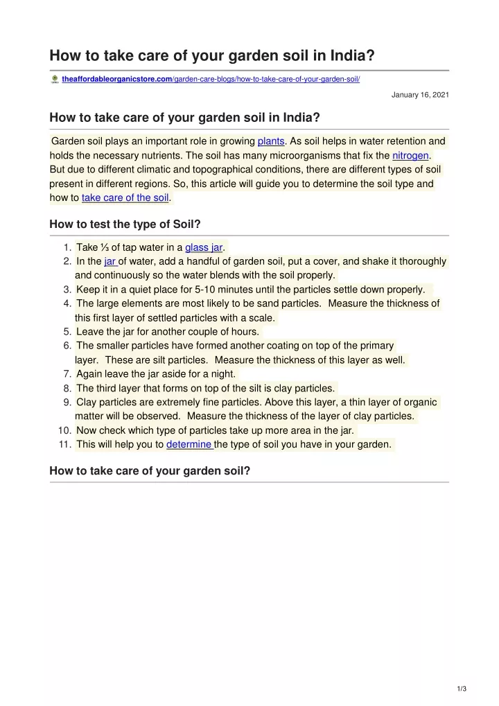 how to take care of your garden soil in india