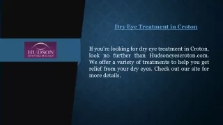 Dry Eye Treatment in Croton | Hudsoneyescroton.com