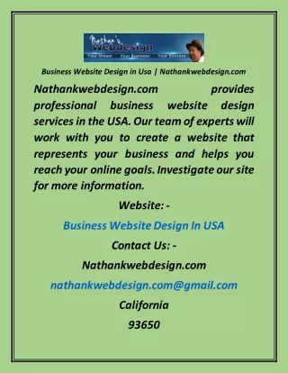 Business Website Design in Usa Nathankwebdesign
