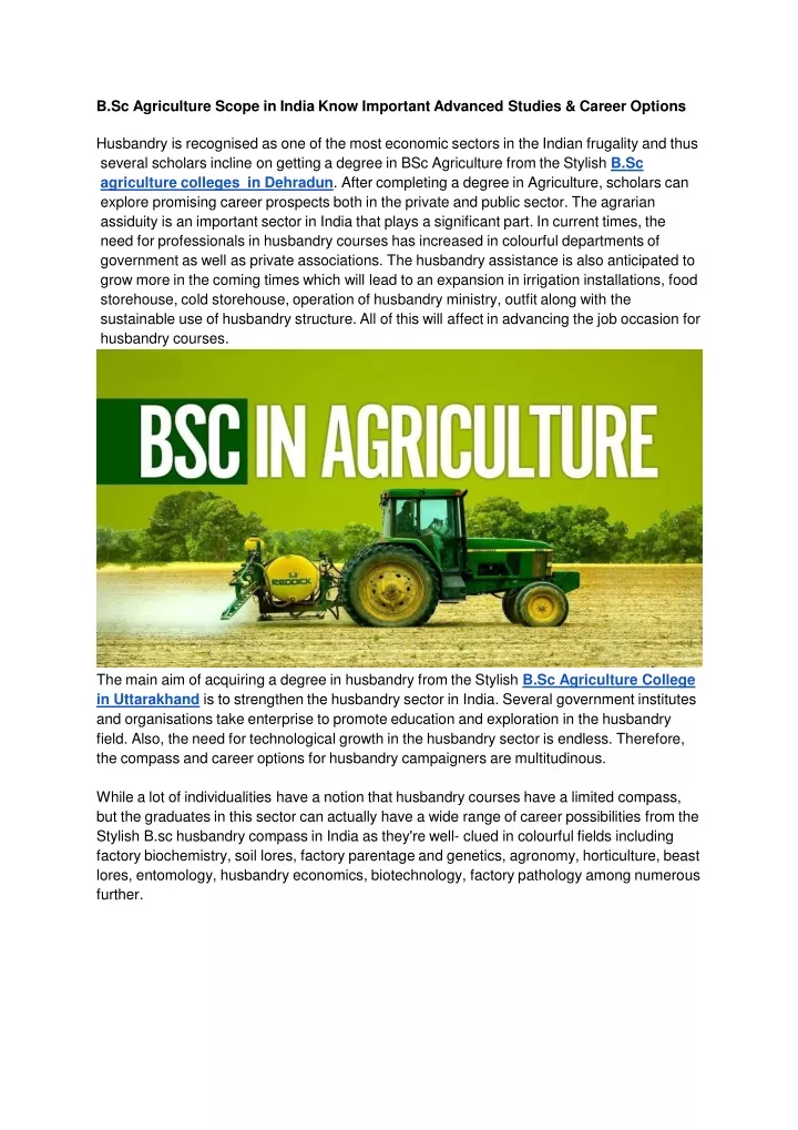 b sc agriculture scope in india know important