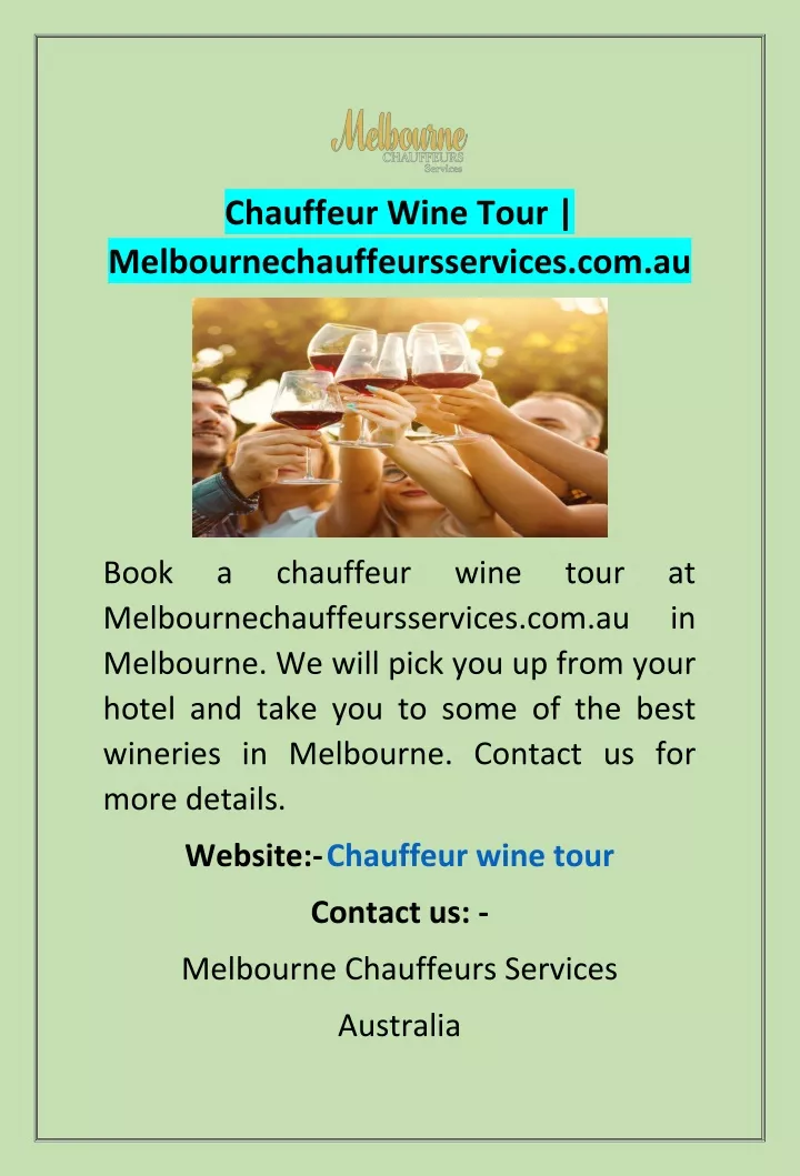 chauffeur wine tour melbournechauffeursservices