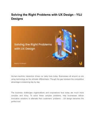 Solving the Right Problems with UX Design - YUJ Designs