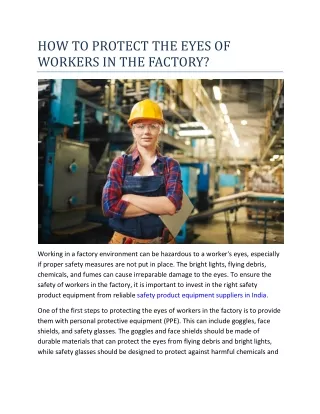 HOW TO PROTECT THE EYES OF WORKERS IN THE FACTORY