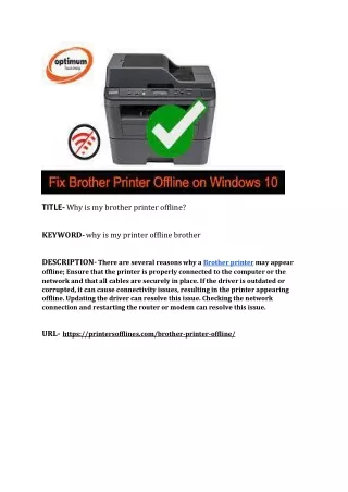 Why is my brother printer offline?