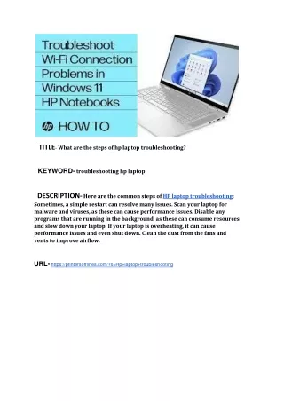 What are the steps of hp laptop troubleshooting?