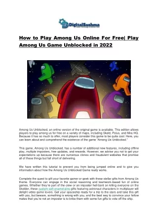 How to Play Among Us Online For Free| Play Among Us Game Unblocked in 2022