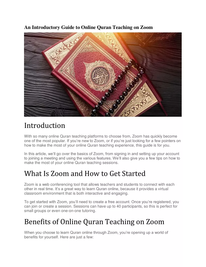 an introductory guide to online quran teaching