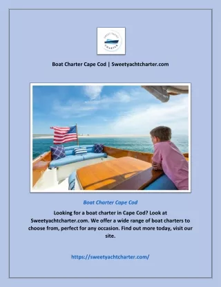 Boat Charter Cape Cod | Sweetyachtcharter.com