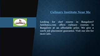 Culinary Institute Near Me Askihmca.com