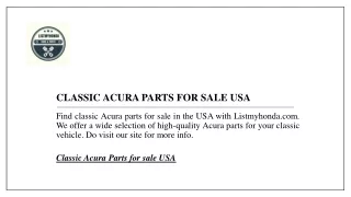 Classic Acura Parts For Sale Usa | Listmyhonda.com
