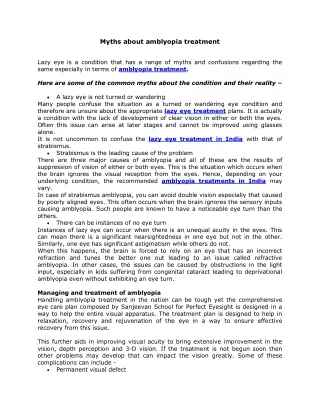 myths about amblyopia treatment