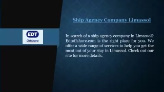 Ship Agency Company Limassol  Edtoffshore.com
