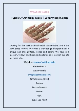 Types Of Artificial Nails | Wearminails.com