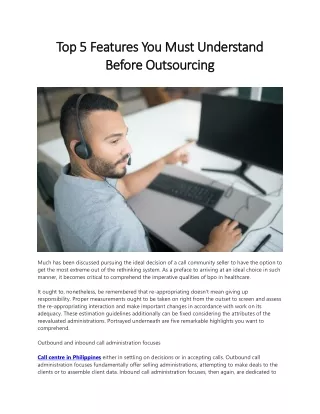 Top 5 Features You Must Understand Before Outsourcing
