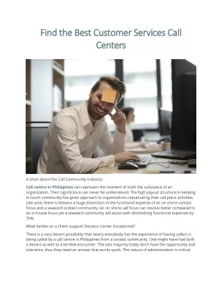 Find the Best Customer Services Call Centers