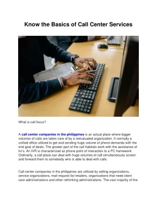 Know the Basics of Call Center Services