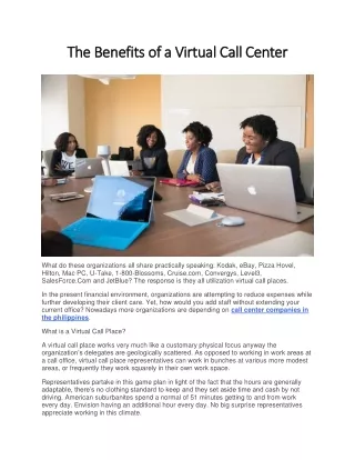 The Benefits of a Virtual Call Center