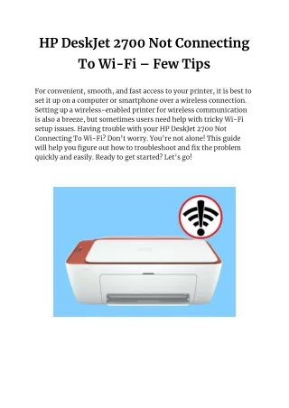 hp deskjet 2700 not connecting to wi fi few tips