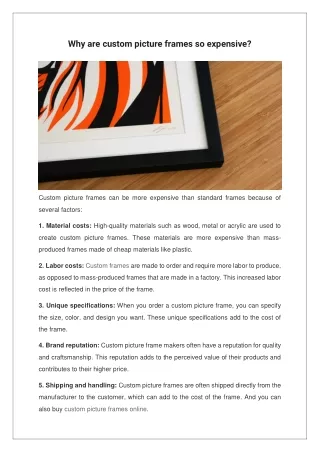 why are custom picture frames so expensive