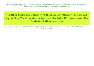 {Read Online} Whittling Bible The Ultimate Whittling Guide with Easy Projects and Step-by-Step Wood Carving Instructions