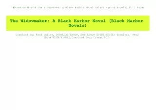 ^#DOWNLOAD@PDF^# The Widowmaker A Black Harbor Novel (Black Harbor Novels) Full Pages