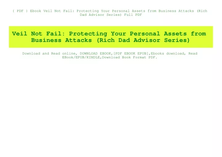 pdf ebook veil not fail protecting your personal