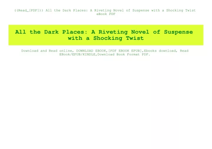 read pdf all the dark places a riveting novel
