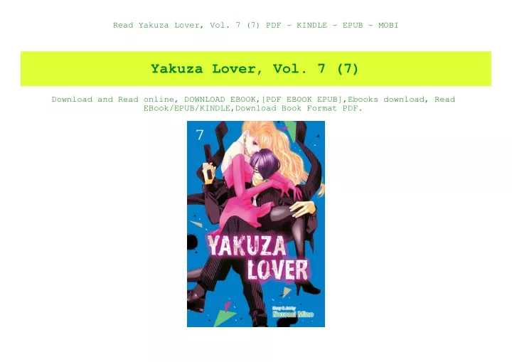 read yakuza lover vol 7 7 pdf kindle epub mobi